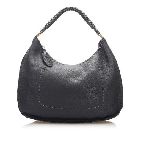 new fendi selleria black leather|FENDI Selleria Leather Shoulder Bag .